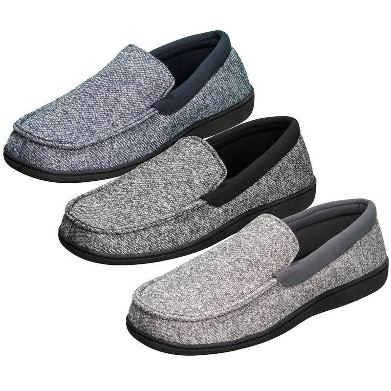 Hanes Mens Slippers House Shoes Moccasin Comfort Memory Foam Indoor Outdoor Fresh IQ,Grey,Small - Image 2